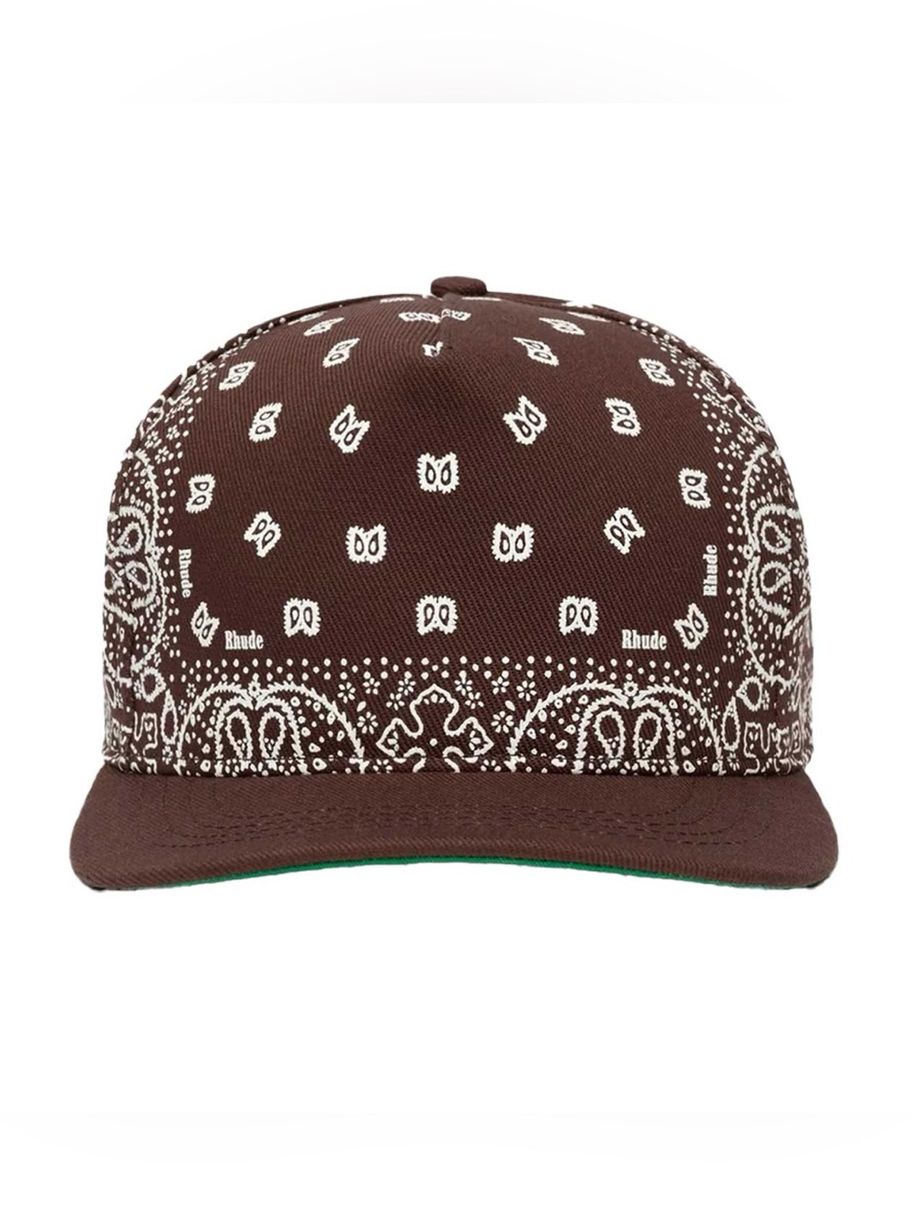 RHUDE Men’s Brown Bandana Canvas Cap Adjustable Cinch Fastening Logo Hat